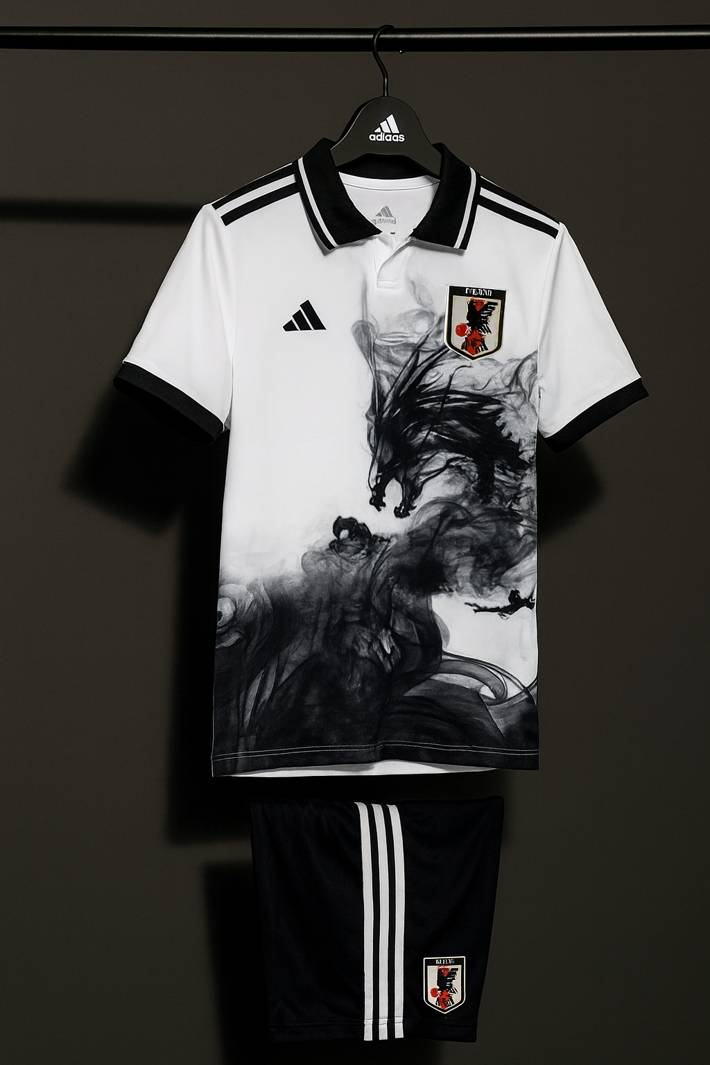 Japan Dragon Smoke Edition Jersey (White & Black Special Art Kit) Embroidery.