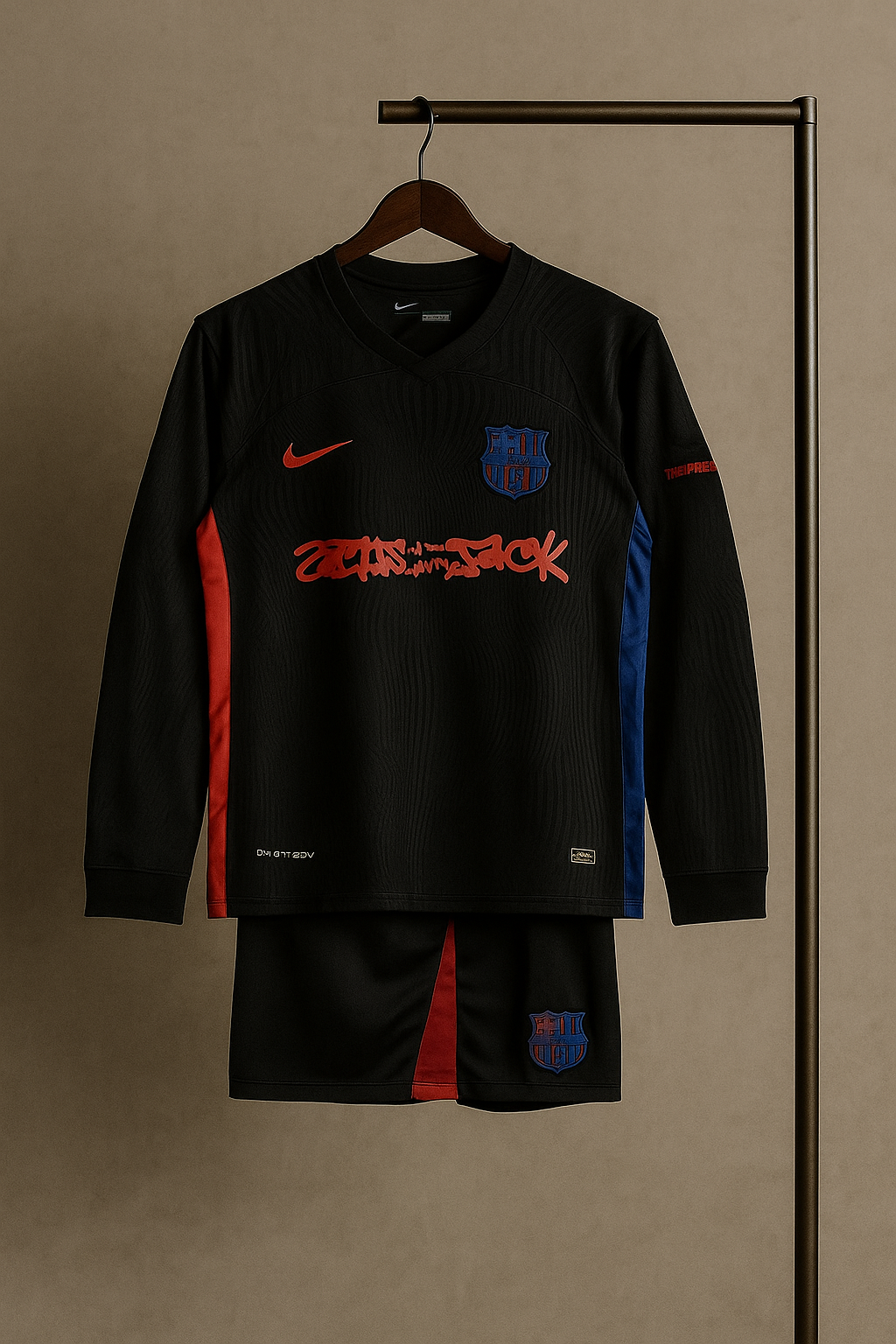 Barcelona x Travis Scott Special Edition Jersey Kit. (Embroidery)