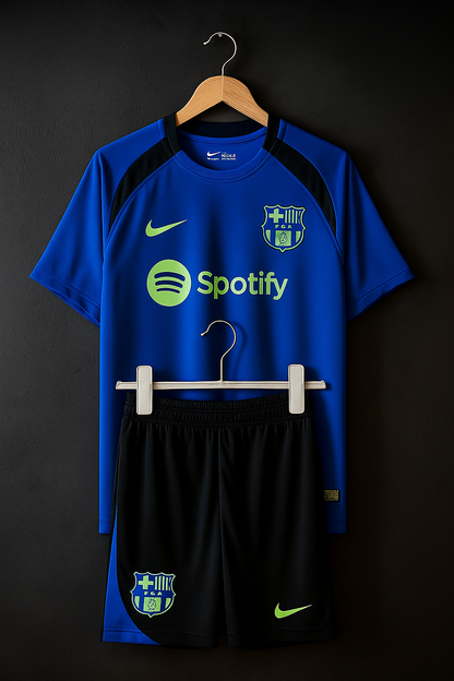 🔥 FC Barcelona Blue Training Jersey Kit. (Embroidery)